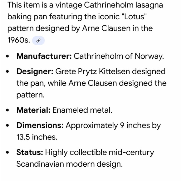 Catherineholm blue with white Lotus design Mid-Century Modern Blue lasagna pan - Picture 2 of 11